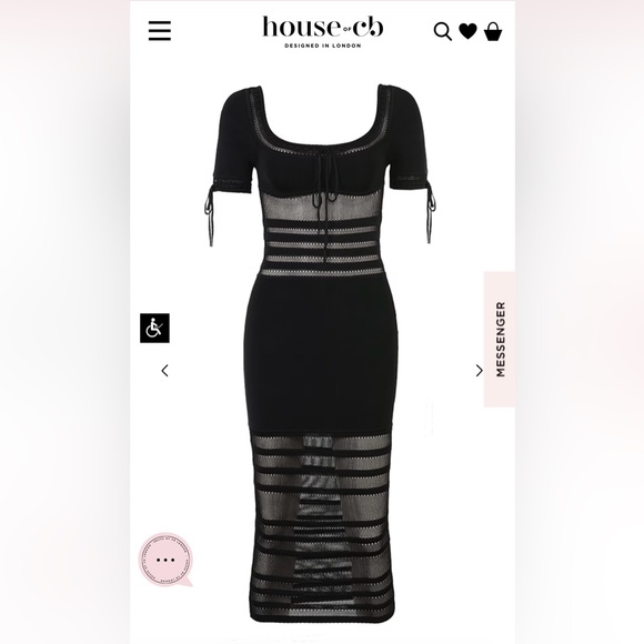 NEW HOUSE OF CB LILLA BLACK OPENWORK KNIT
MIDI DRESS SIZE XS - Picture 9 of 15